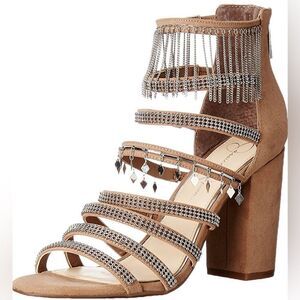 Jessica Simpson Katalena jeweled taupe block Heels D16‎